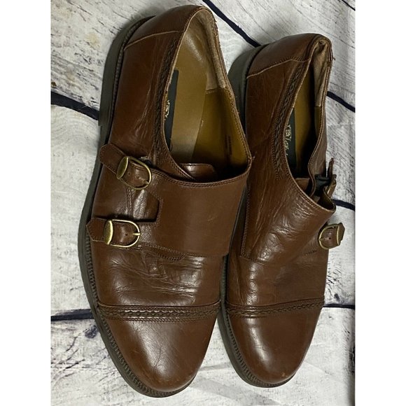 JONATHAN RICHARDS MEN'S BROWN GENUINE DOUBLE MONK STRAP DRESS SHOES SZ 10.5 D - Picture 2 of 9